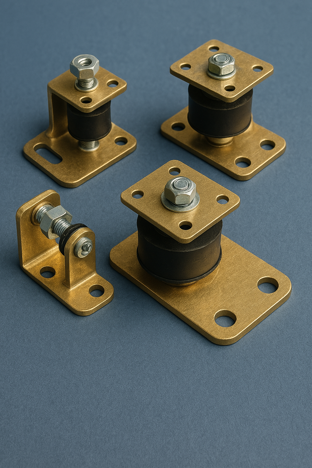 Vibration-Isolated Brass Mounting Brackets for Sensors/Electronics